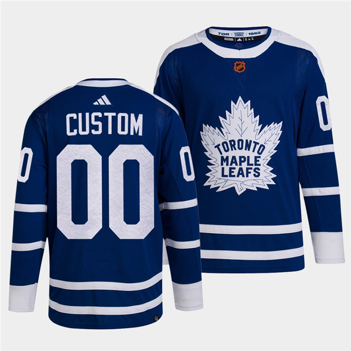 Men's Toronto Maple Leafs Black Custom Blue 2022 Reverse Retro Stitched Jersey - Click Image to Close